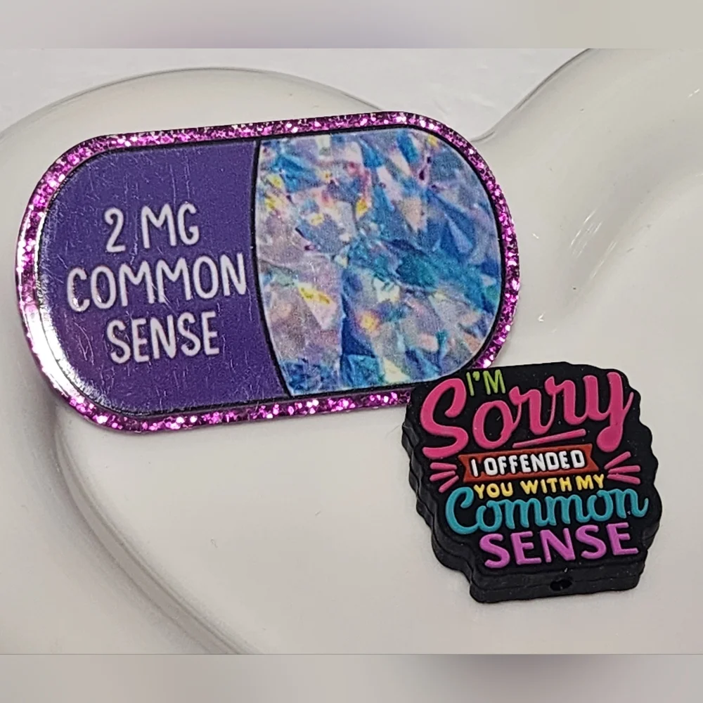 Flatback Focal‎ Bead Funny Acrylic Common Sense Planar Crafts Badge Keychain Pen
